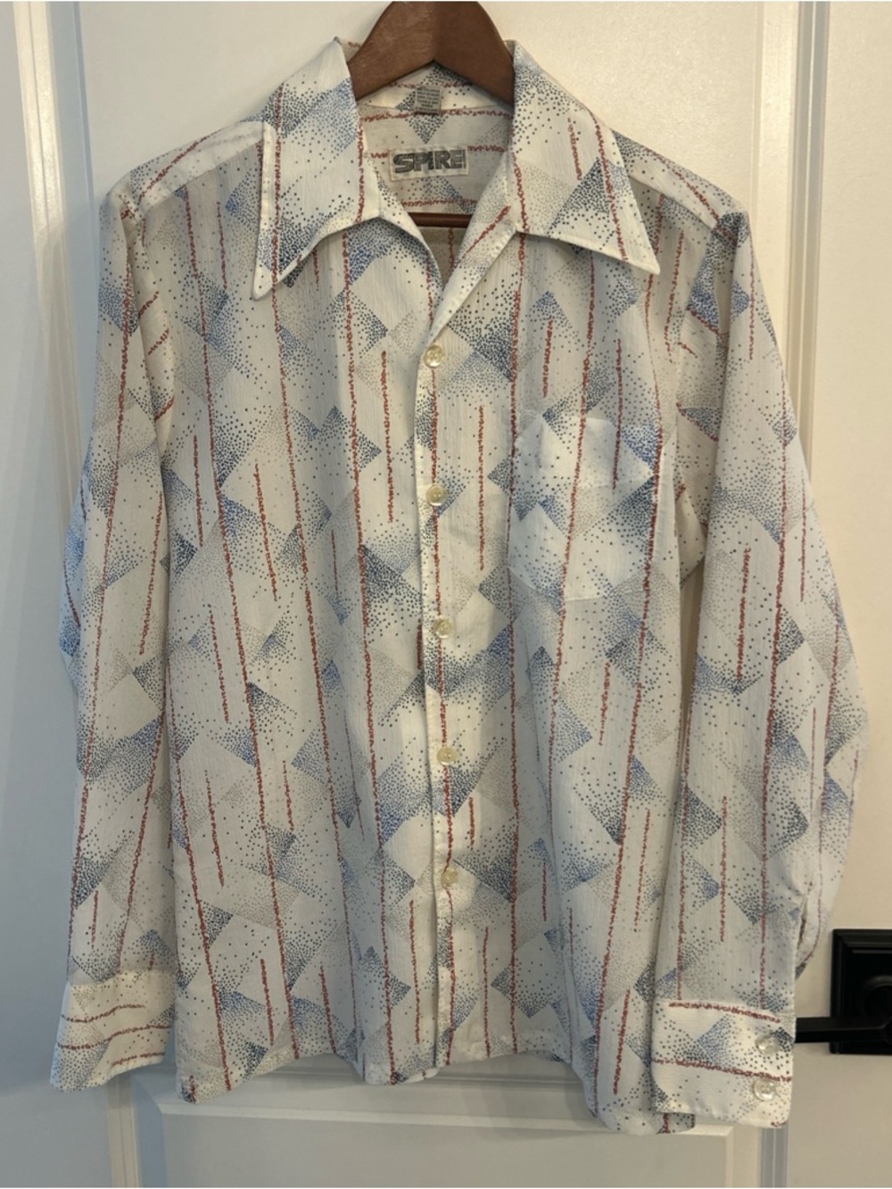 Vintage 70s Spire California Mens Sz M Long Sleeve Retro Mod Collared Shirt